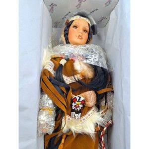 Duck House Heirloom Dolls Ayshe Native American Indian Doll 16" on Stand NIB